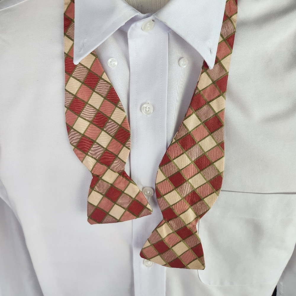 Orange Check Silk Blow Tie